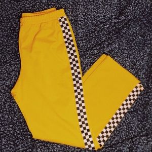 FOREVER 21 yellow checkered track pants